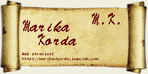 Marika Korda vizit kartica